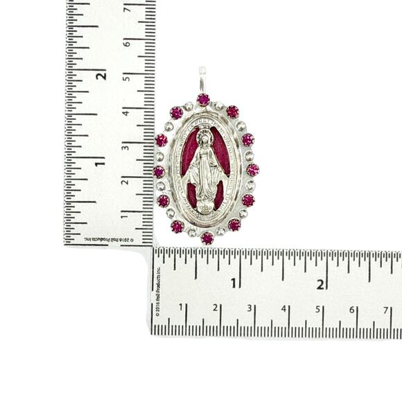 VIRGINS SAINTS & ANGELS VSA Milagrosa Medallion in Pink & Silver - Picture 8 of 8